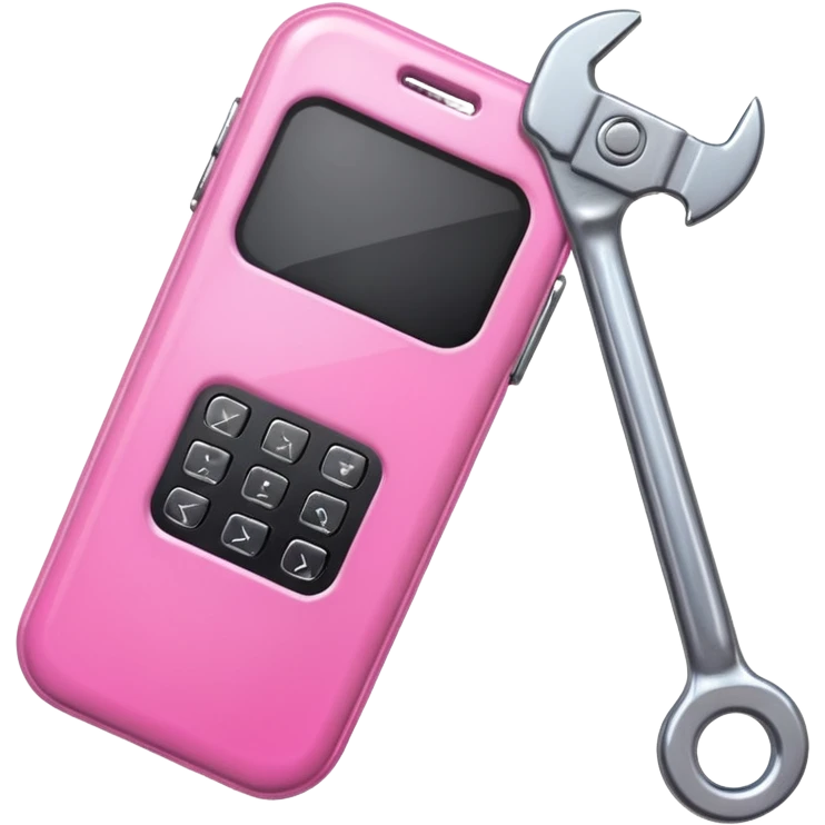 pink cellphone with a wrench emoji