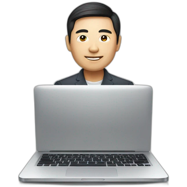 chinese entrepreneur on laptop ecommerce emoji