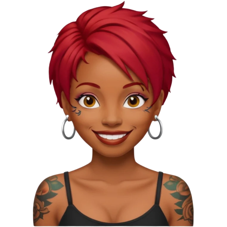 black woman with red hair and tattoos emoji