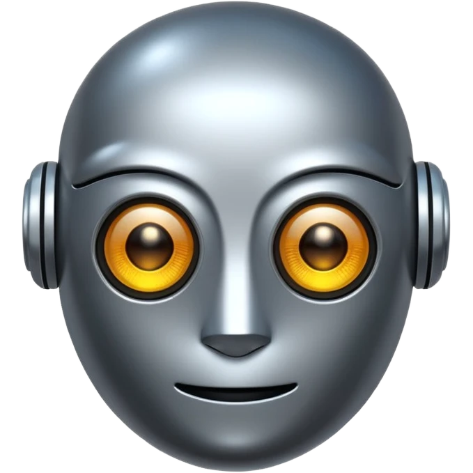 robot with round head and digital eyes, emoji style emoji