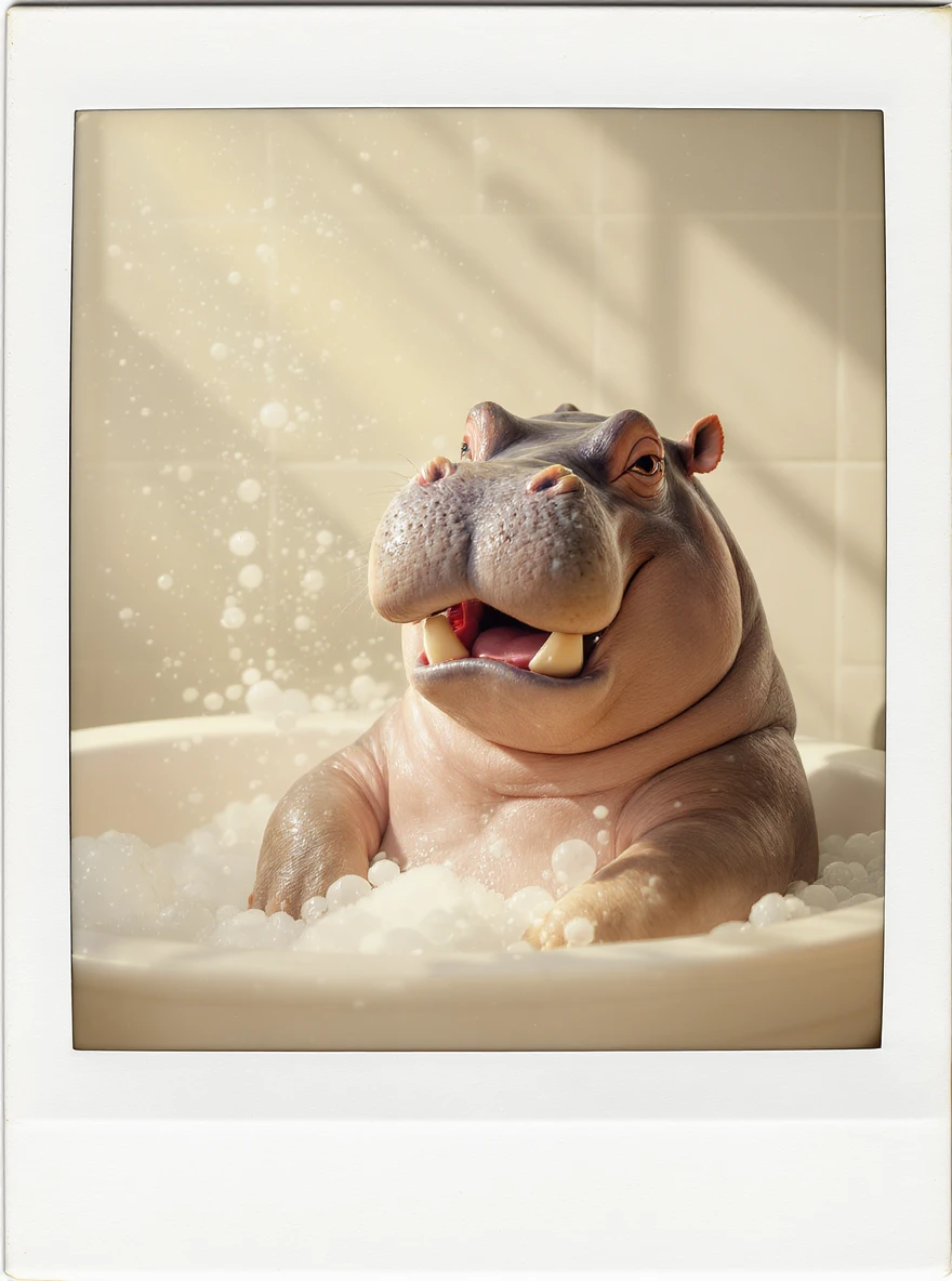 happy hippo with bubbles in bathtub emoji