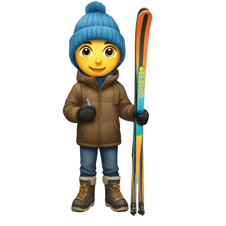 Boy and ski before school emoji
