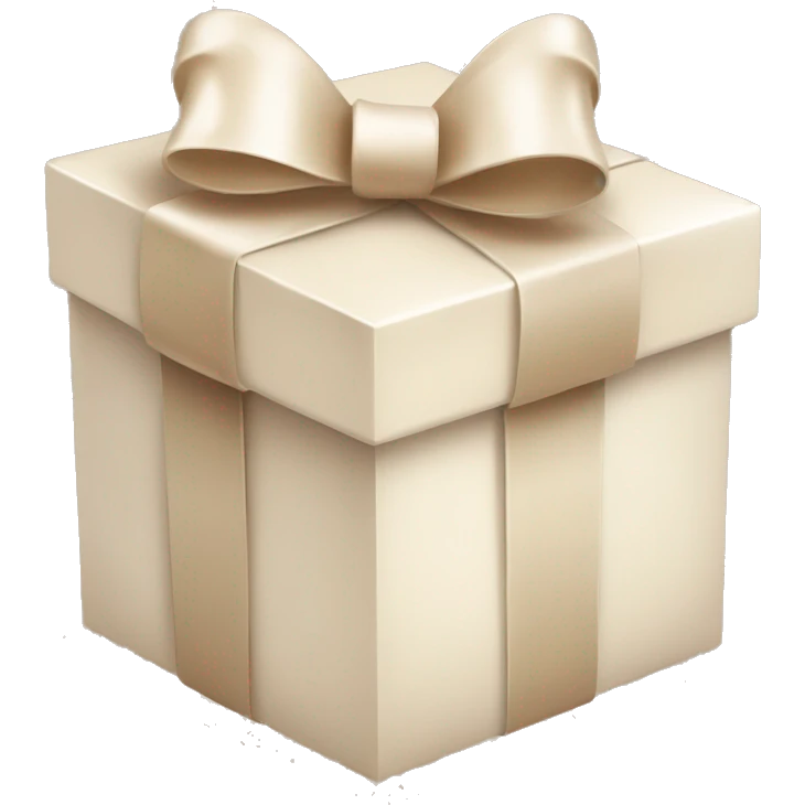beige gift box white bow ribbon emoji