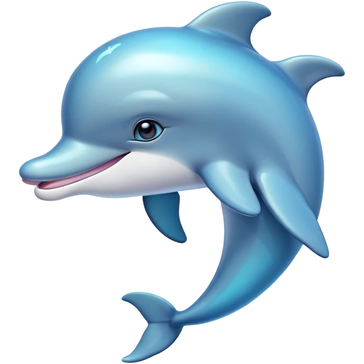 Cinematic Cute Bottlenose Dolphin Portrait Emoji, Head tilted playfully and inquisitively, featuring a charming, shiny glossy body with smooth, gleaming skin and round, sparkling eyes full of playful wonder, Simplified yet irresistibly adorable features, highly detailed, glowing with a warm, inviting aquatic glow, high shine, affectionate and lively, stylized with a touch of whimsical marine charm, soft glowing outline, capturing the essence of a mischievous yet endearing dolphin that seems as if it could splash out of the screen into your arms! emoji