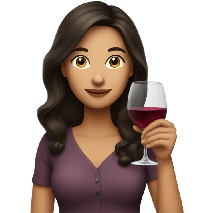 Brunette with wine glass emoji
