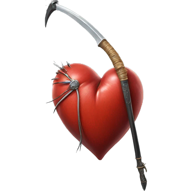 Realistic heart with scythe  emoji