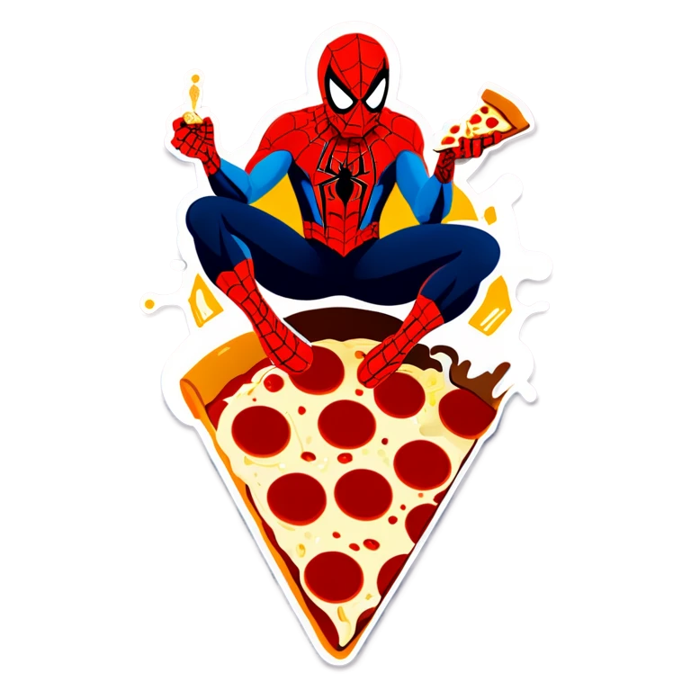 Spiderman eating pizza emoji