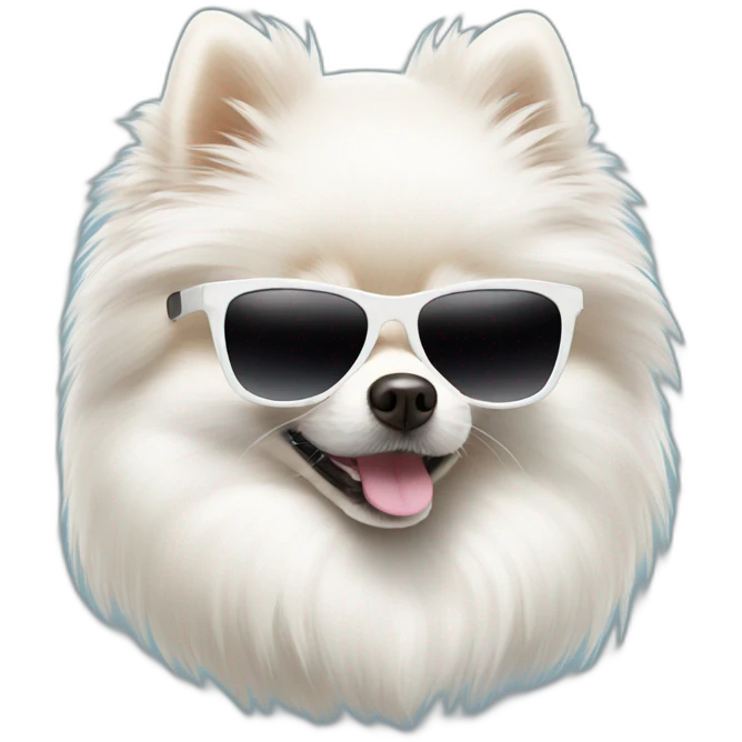 white pomeranian with sunglass emoji