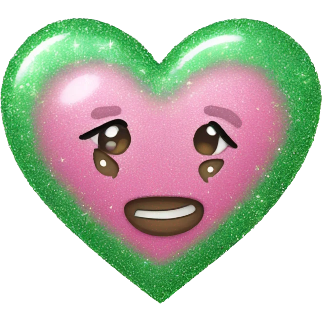 pink and green glittery heart emoji