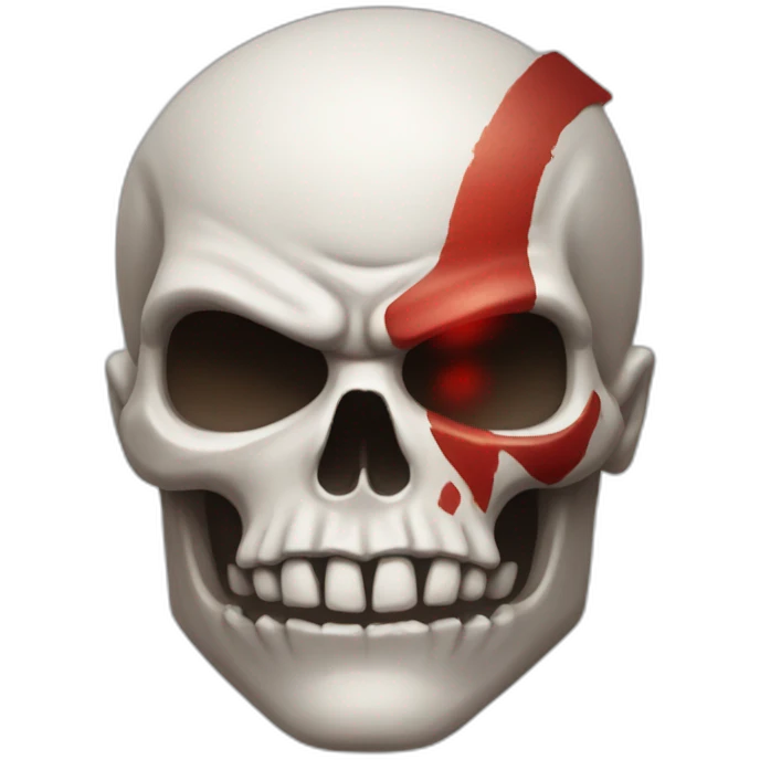 Kratos red mark on a skull emoji