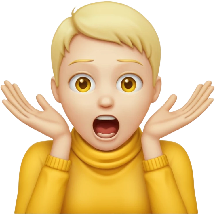 Yellow emoji doing choking emote with hands around neck and the emoji screaming  emoji