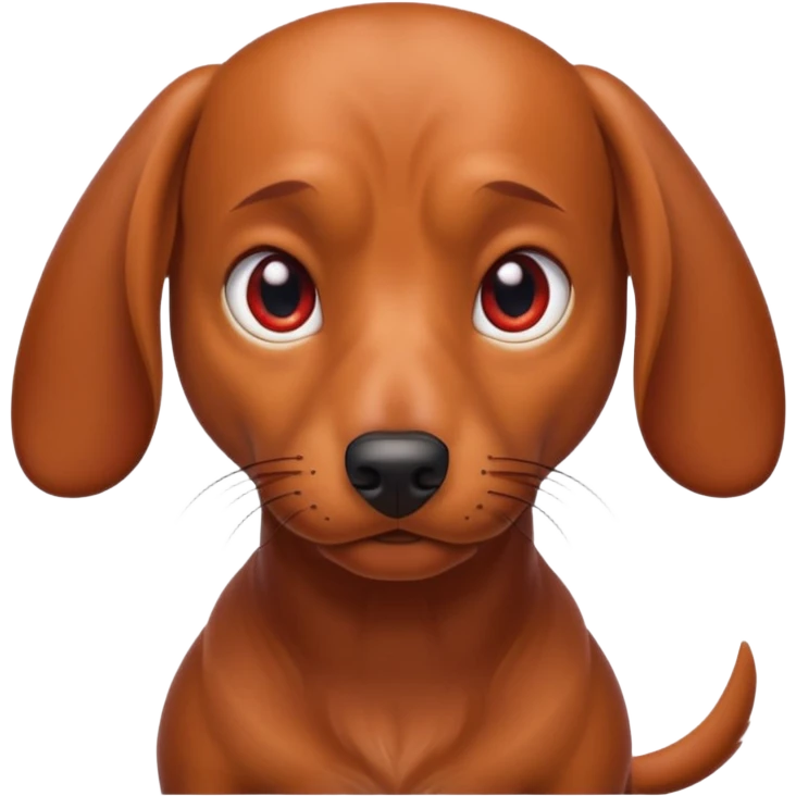 Create an angry dachshund with angry eyes and a little red face emoji