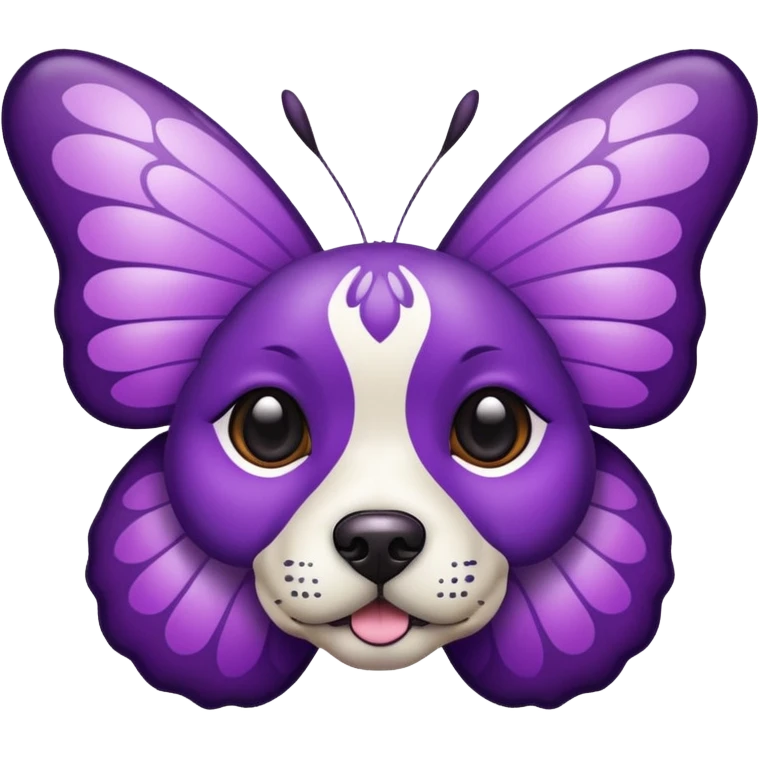 purple butterfly with dog face emoji