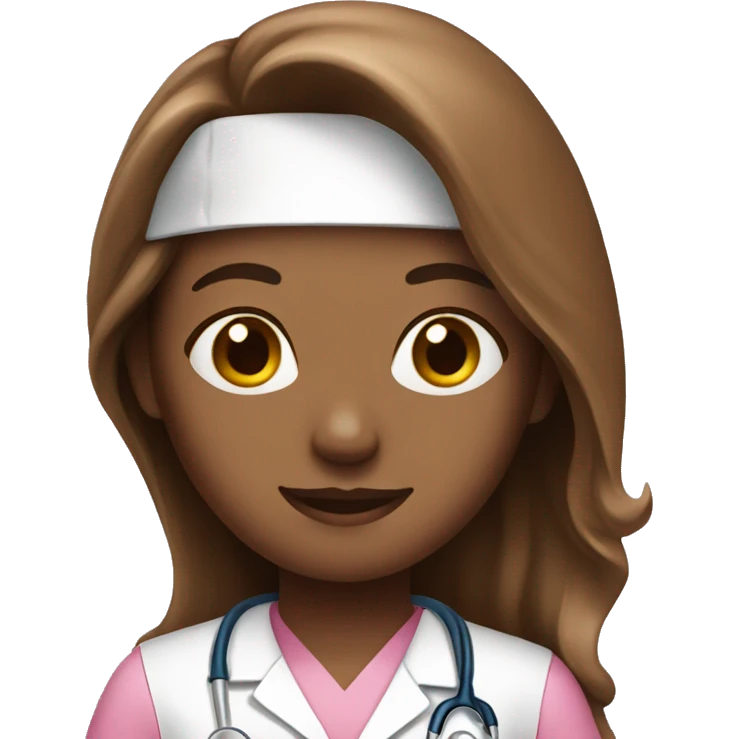 nurse with pink shirt long  brown hair  emoji