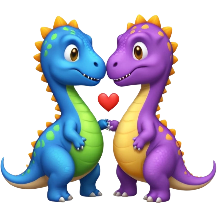dinosaur with another dinosaur kissing emoji