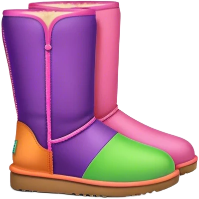 Purple, pink, green, orange and yellow Ugg boots emoji