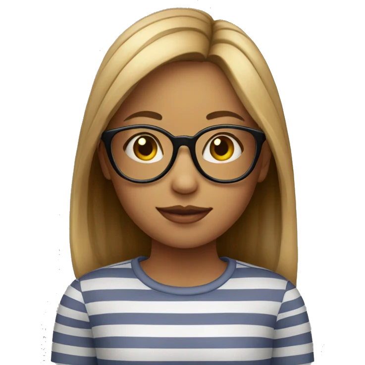 girl in striped shirt and glasses emoji