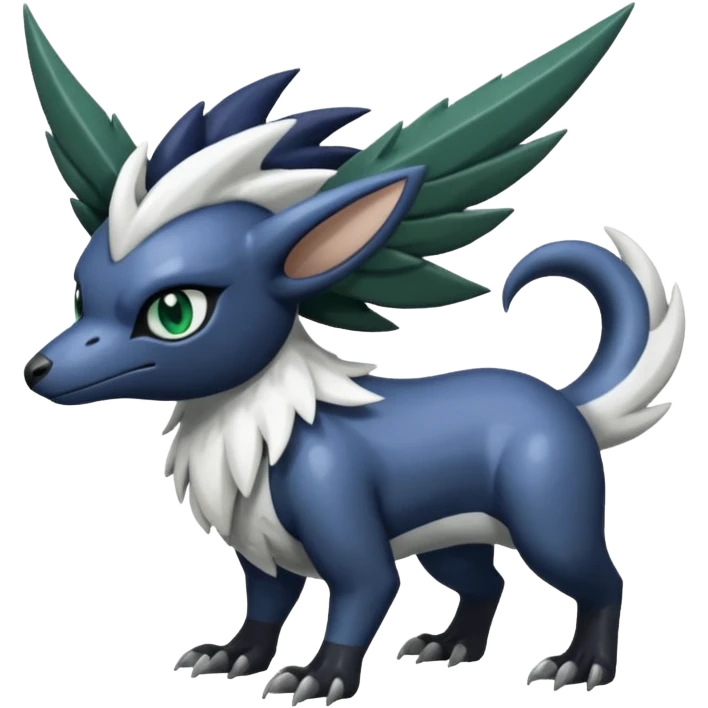 Shiny Black Grey White and Dark-Green Trico-Nargacuga-Silvally-Absol-fusion emoji