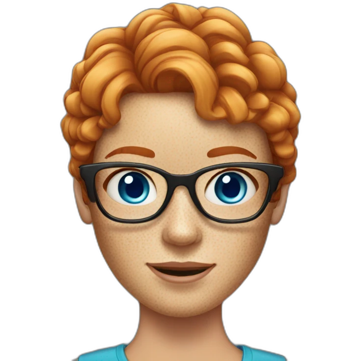 ginger woman with freckles and blue eyes and glasses emoji