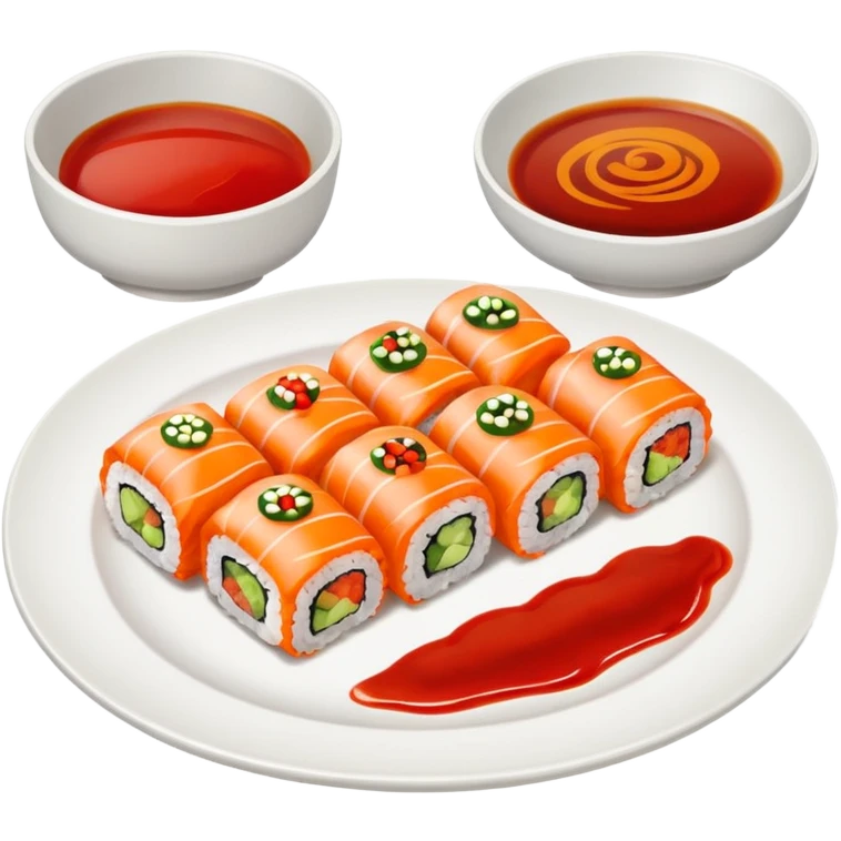 Maki rolls with sauce on top in a plate emoji