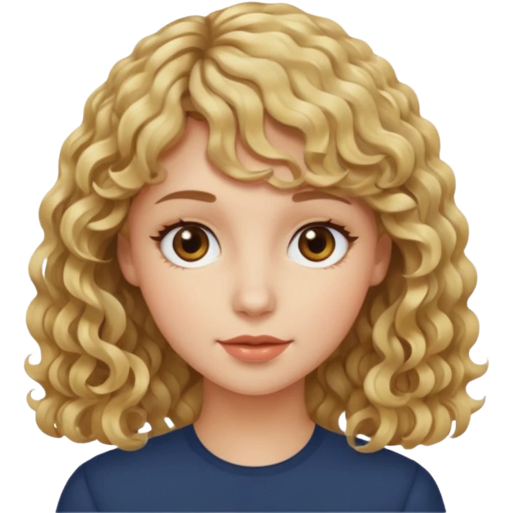 persona mujer con piel clara y rizos suaves color café con el fleco rubio emoji