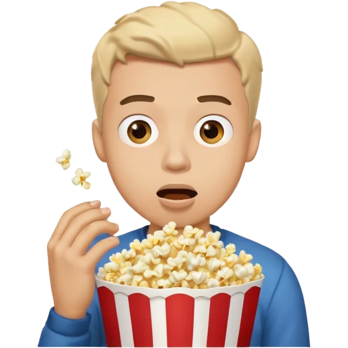 Make a guy eating popcorn in a dramatic conversion emoji