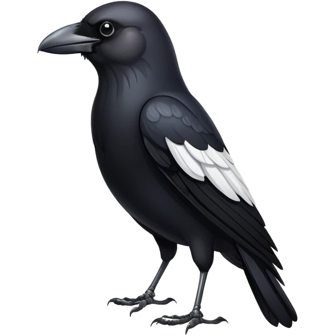 crow with black body and white breast feathers emoji