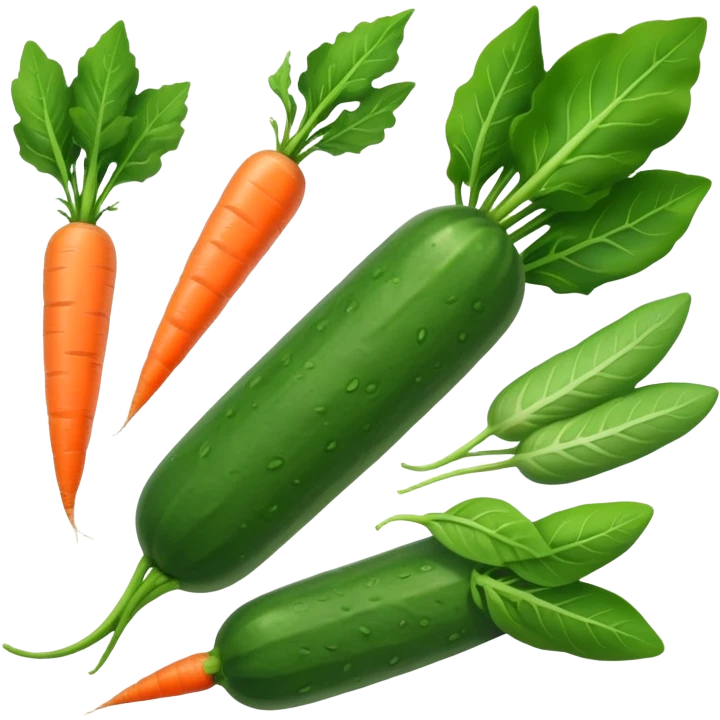cucumbers, spinach, carrots  emoji