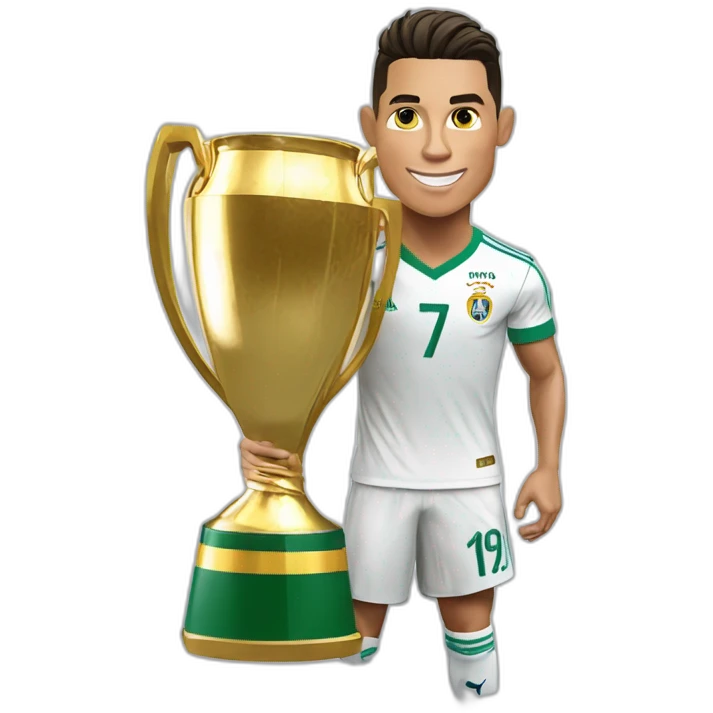 cristiano ronaldo con la copa mundial emoji