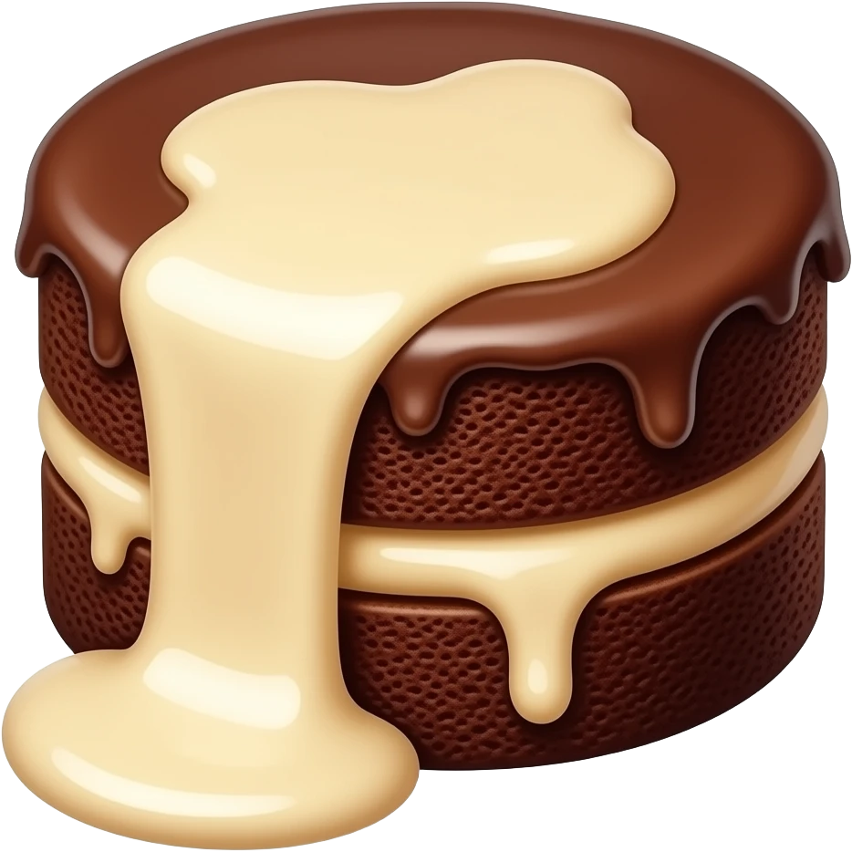 A cake with cream inside leaking out emoji