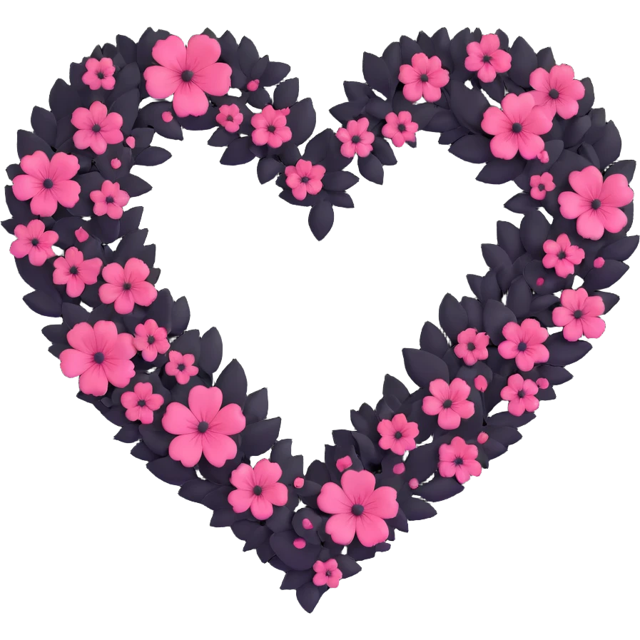goth sakura heart, black heart with sakura petals swirling around, dramatic and elegant, no background emoji