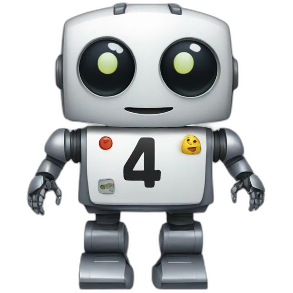 robot with a blouse with the number 4 written on it emoji