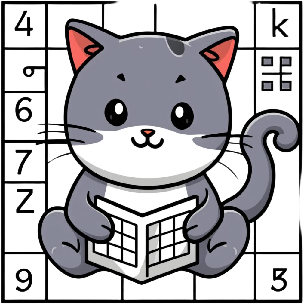 cat playing sudoku emoji