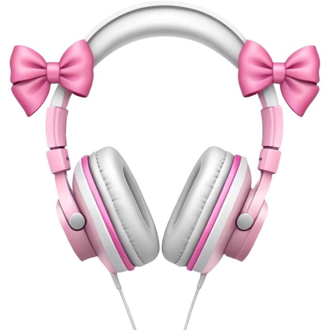 White headphones with pink bows emoji