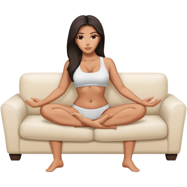hypereal fullbody kim kardashian in undies lying on couch comfy yoga pose emoji