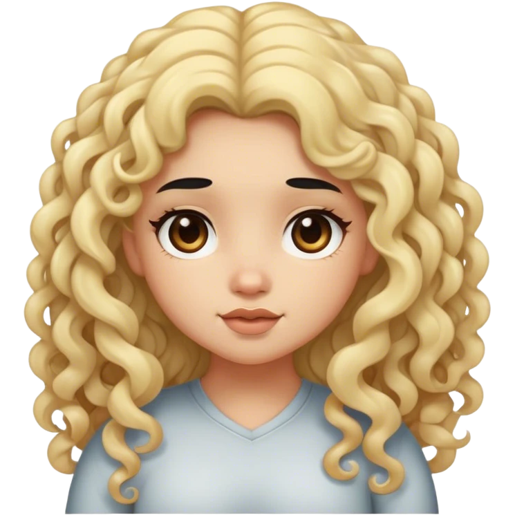 black hair blond girl with long curly hair make her little chubby emoji