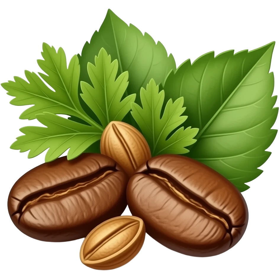 still life of coffee beans and coriander seeds emoji