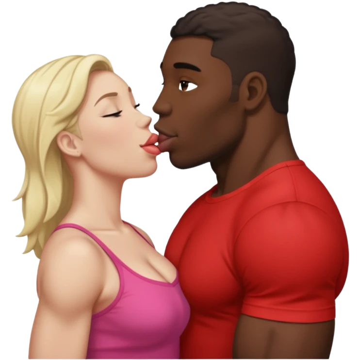 Tall Muscular naked black man kissing short fat naked white mom intimate tongue  emoji