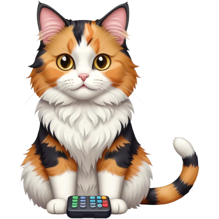 A Cat holding a tv remote emoji