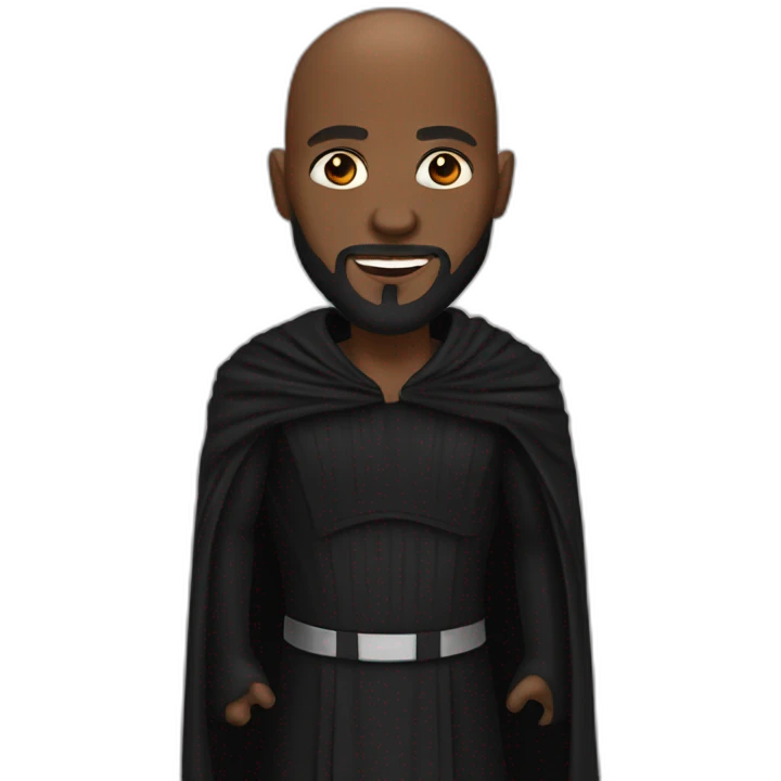 Black men bald with beard as a Sith lord emoji