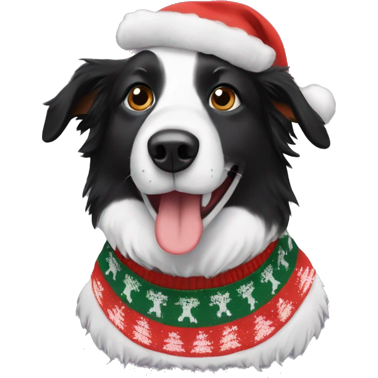 Border Collie wearing christmas Sweater  emoji