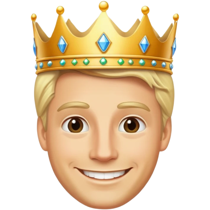 a blonde rich man with a crown, smiling face, emoji