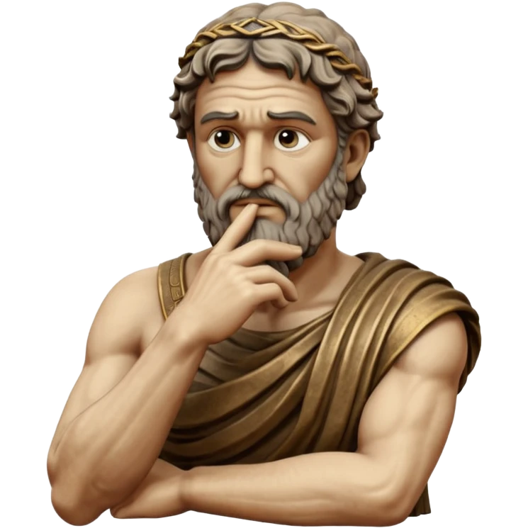 Ancient Greek King Odysseus Statue Thinking with Hand on Chin emoji
