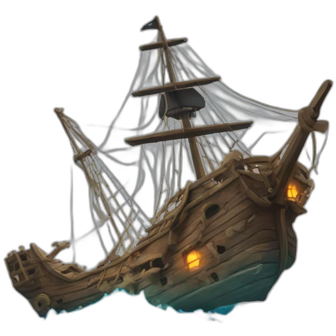 A wreck of a pirate galleon that is sinking emoji