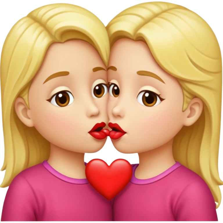 two 5 year old gals kissing on the lips emoji