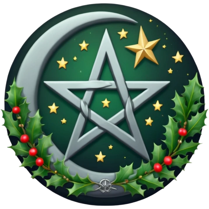 Dark moon with pentacle and holly  emoji