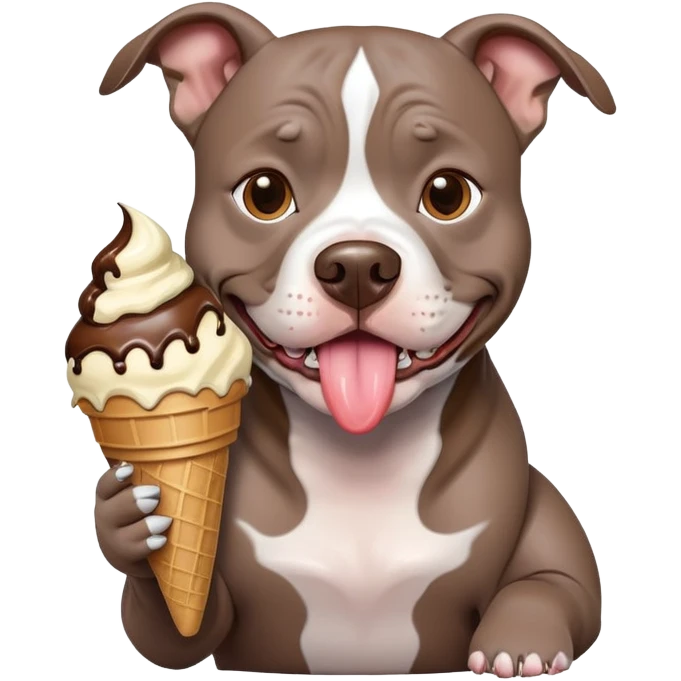 Grey pitbull with an ice cream cone  emoji