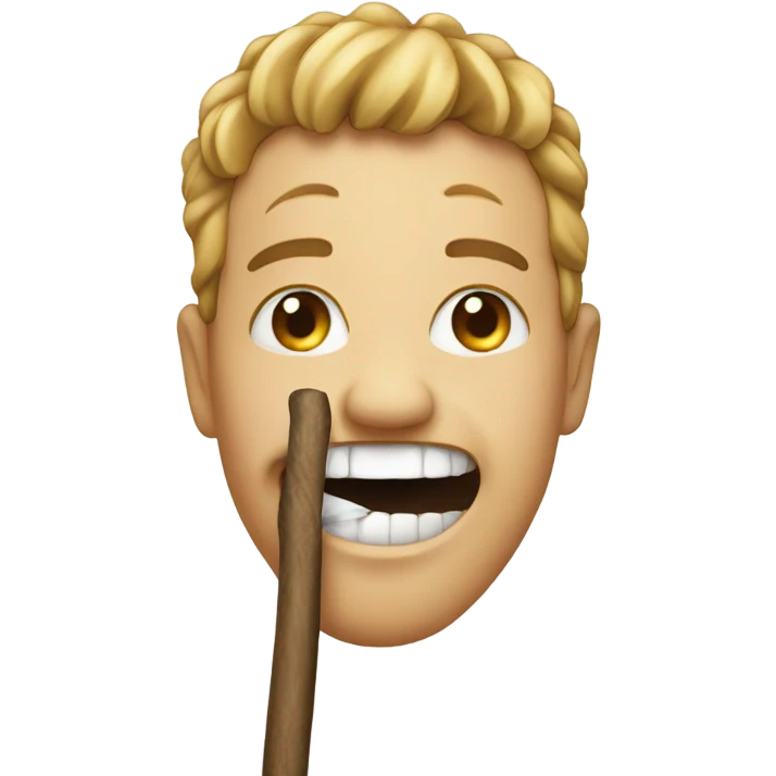 A face with a stick in its mouth emoji