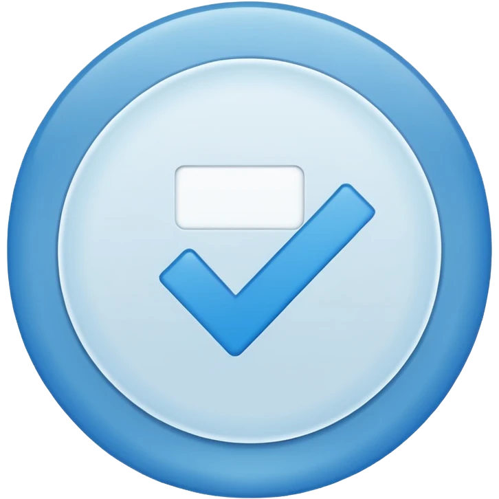 Un circulo de color azul claro que adentro este una palomita de color blanco emoji