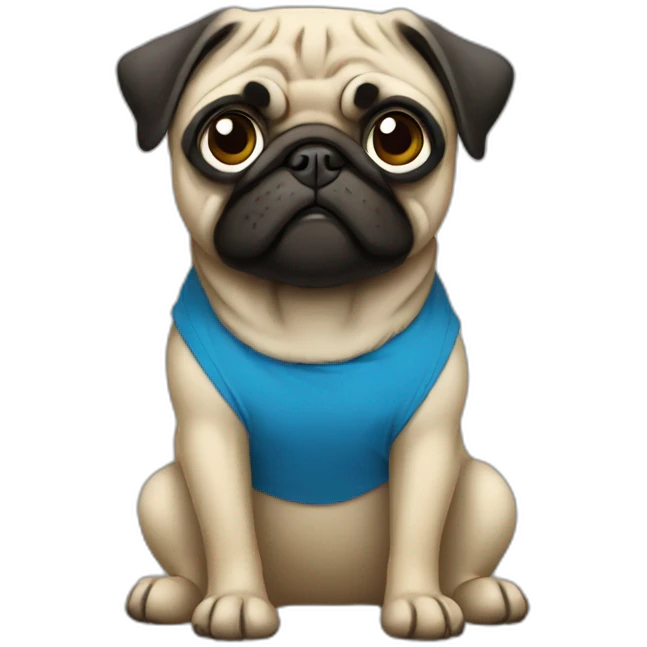 pug wearing a t-shirt emoji